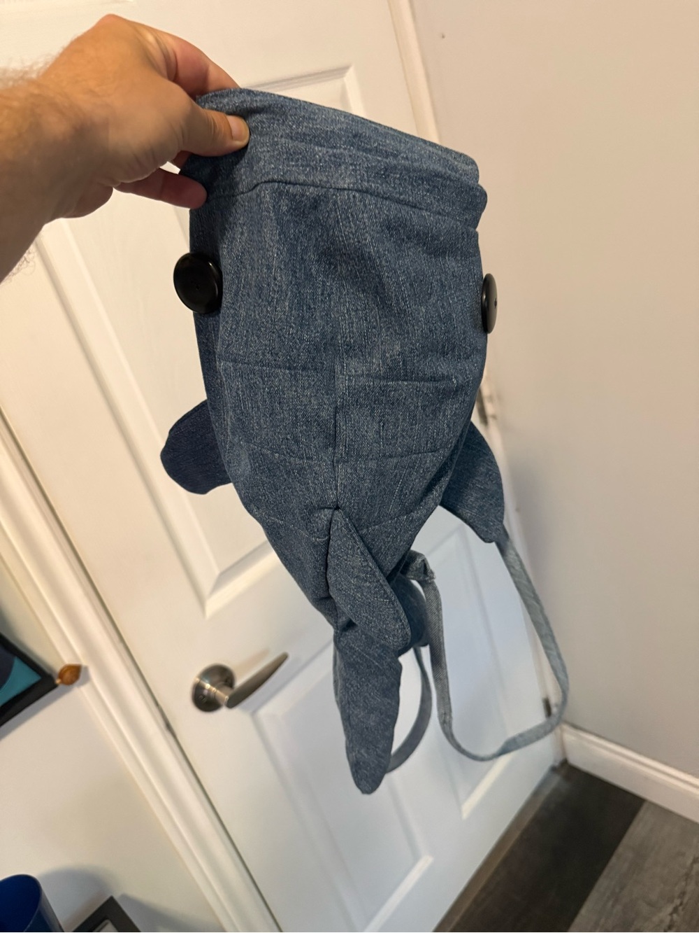 Denim-Look Whale Backpack Purse - Blue